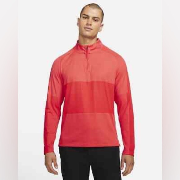 Nike Red Golf Pullover Mens Nike Dri-FIT Vapor 1/2 Zip Golf Top Track Red Size L